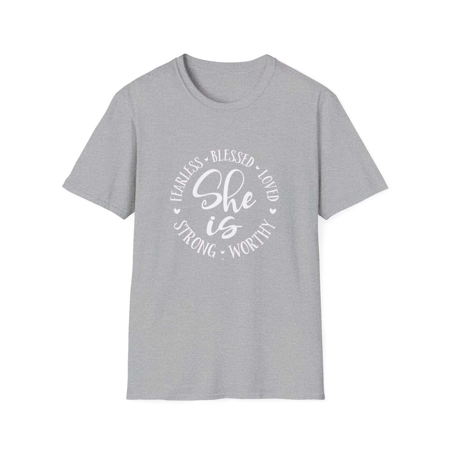 She Is Women's Relaxed/Plus Tshirt (White Logo) - Sweet Baby Jeez Teez