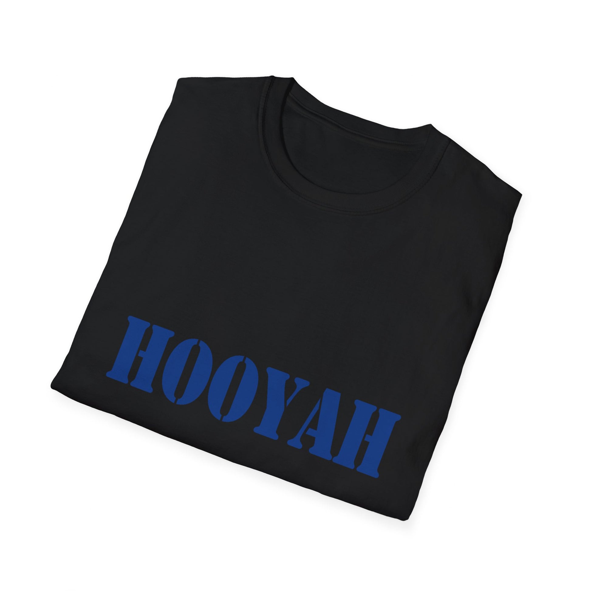 HOOYAH (Navy) Unisex Tshirt (MM Blue Logo) - Sweet Baby Jeez Teez