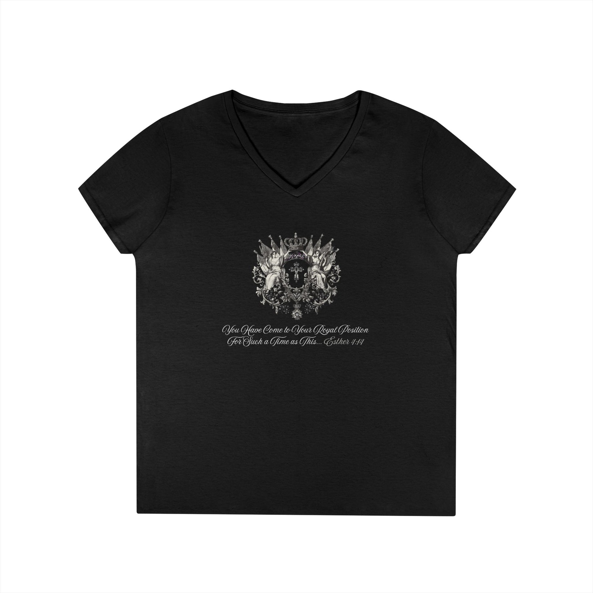 FoRe! Esther 4:14 Weekend Ladies V-Neck Tshirt - Sweet Baby Jeez Teez