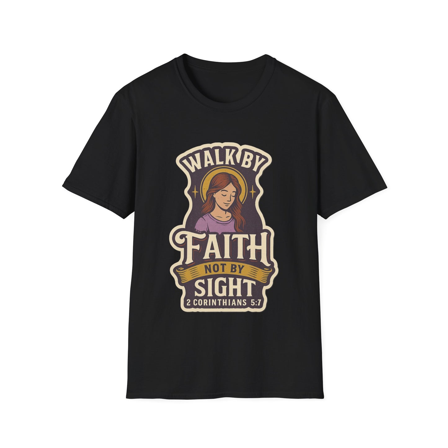 "Walk by Faith" Bible Verse Christian Inspirational Soft Tshirt