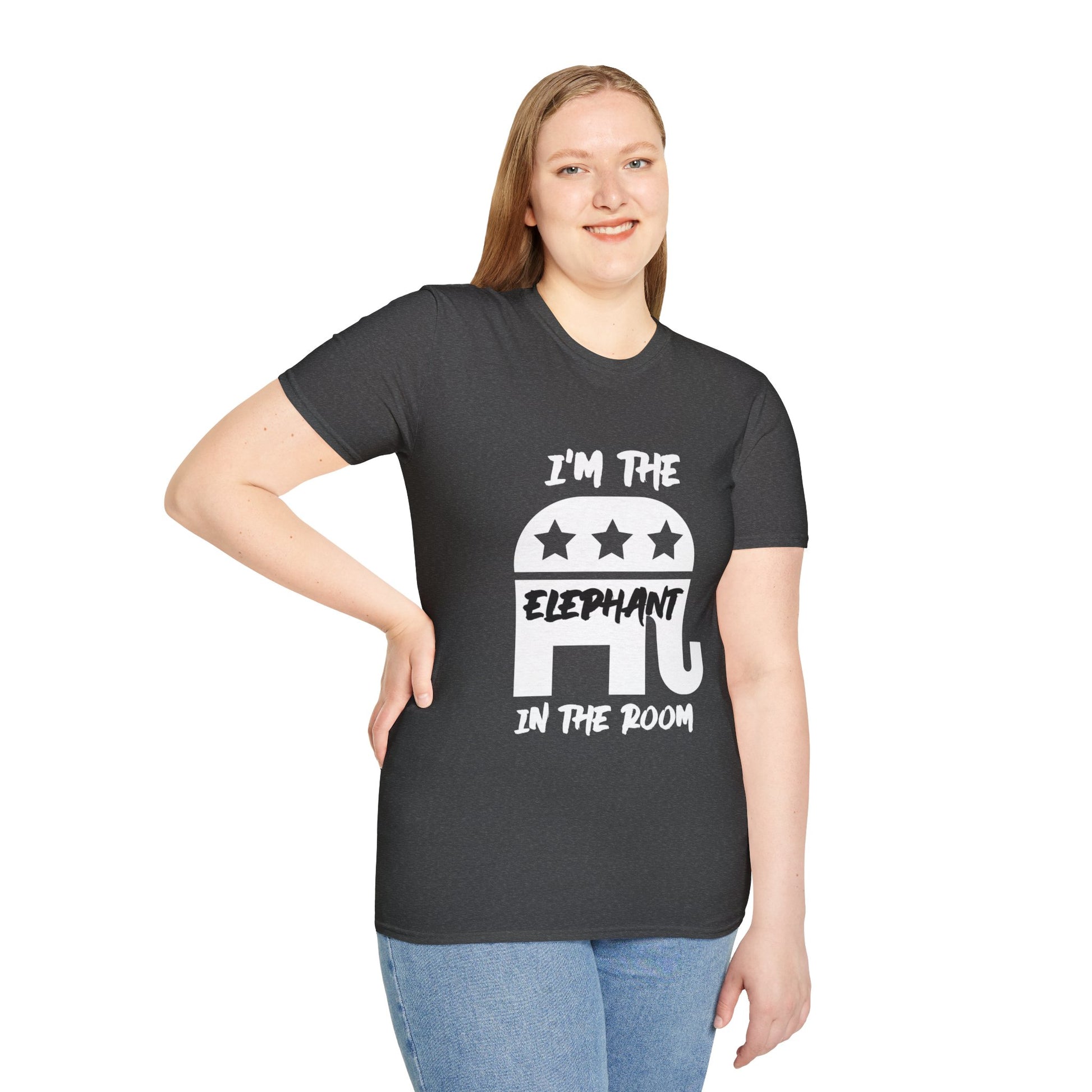 Elephant Women's Relaxed/Plus Tshirt (White/Black Logo) - Sweet Baby Jeez Teez