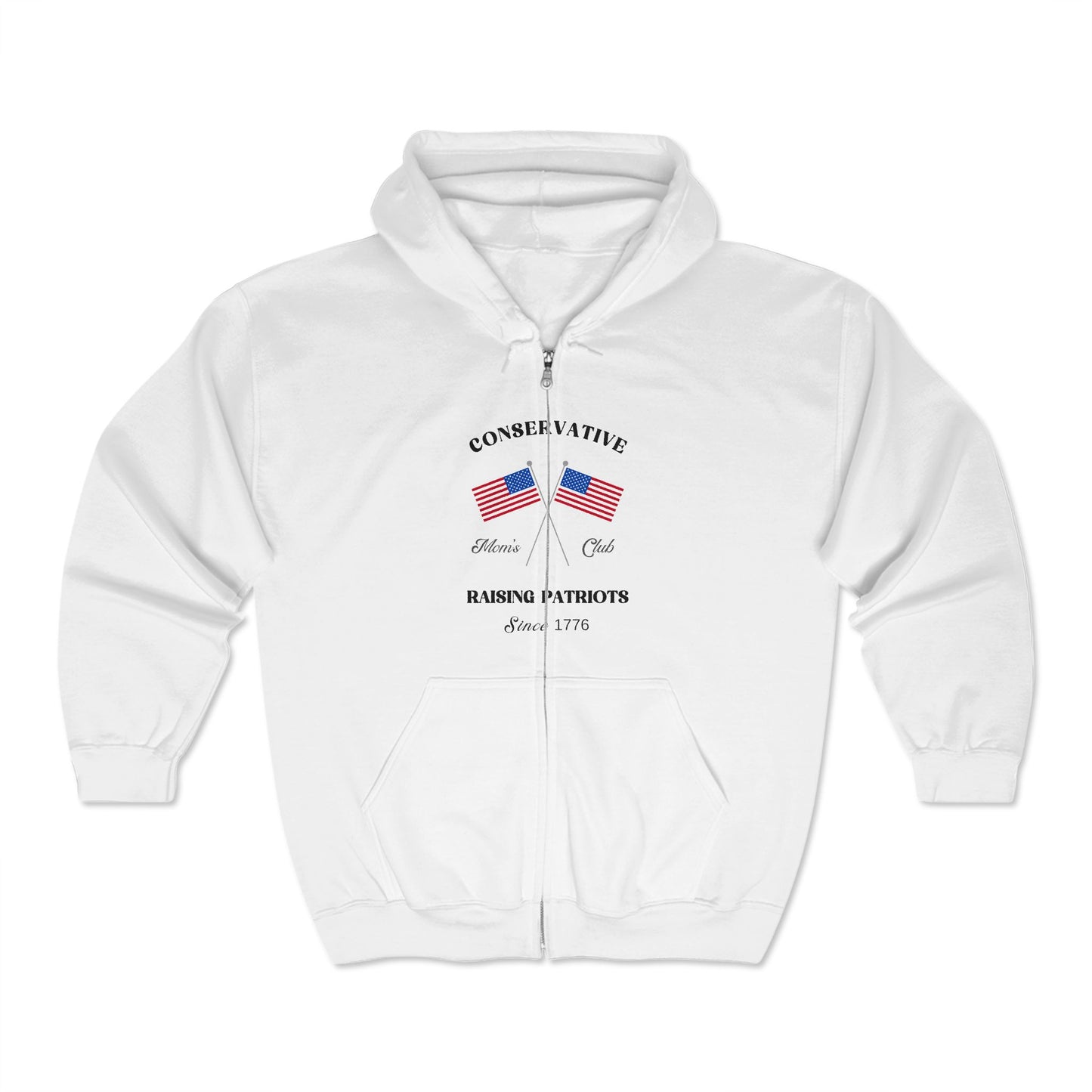 Conservative Mom's Club Patriotic Full Zip Hoodie (Black Logo) - Sweet Baby Jeez Teez