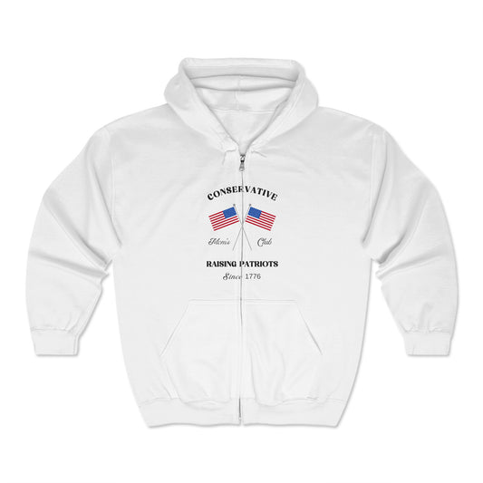 Conservative Mom's Club Patriotic Full Zip Hoodie (Black Logo) - Sweet Baby Jeez Teez