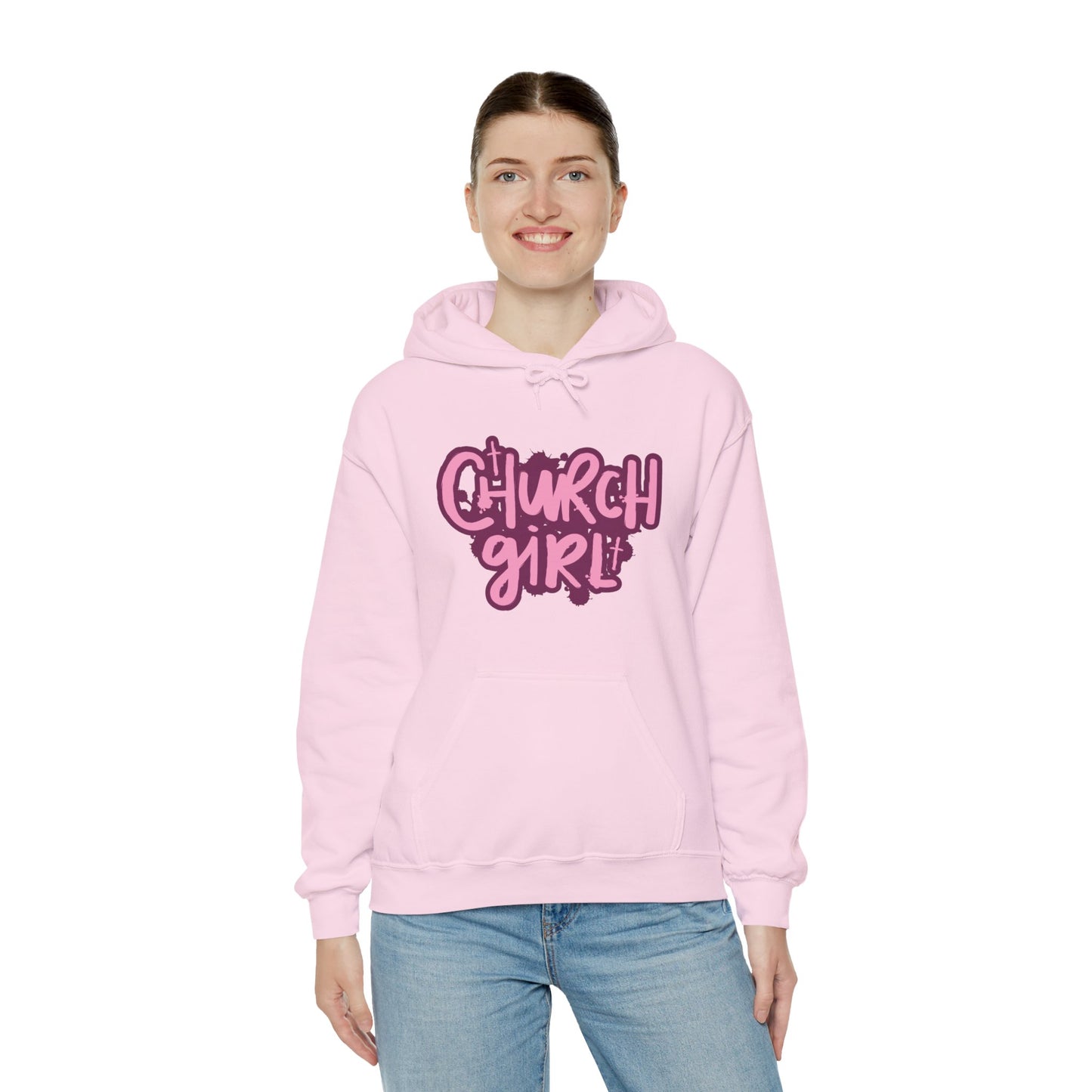 Church Girl Women's Hoodie (Pinks Logo) - Sweet Baby Jeez Teez