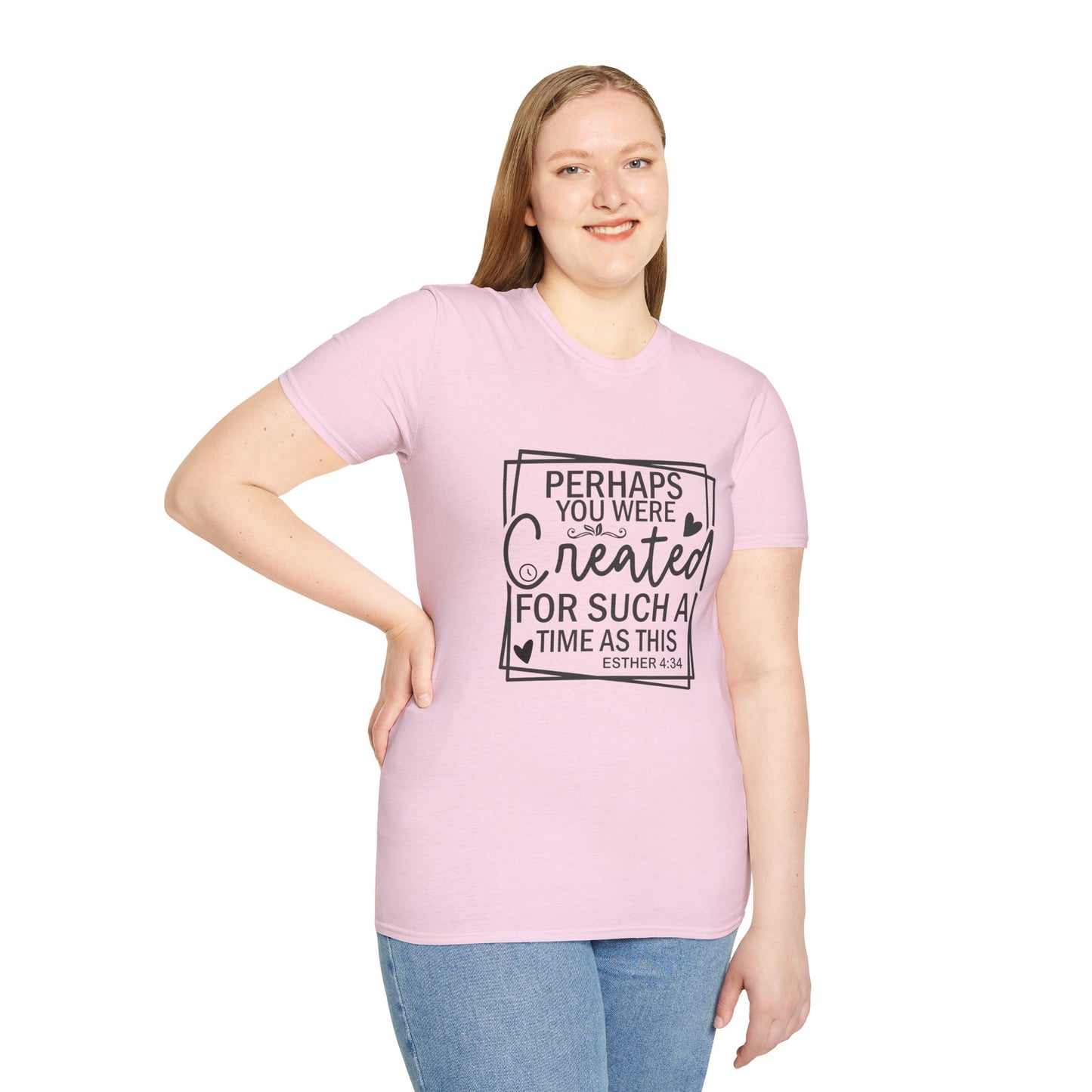 Esther 4:14 Women's Relaxed Softstyle Tshirt (Black Logo) - Sweet Baby Jeez Teez