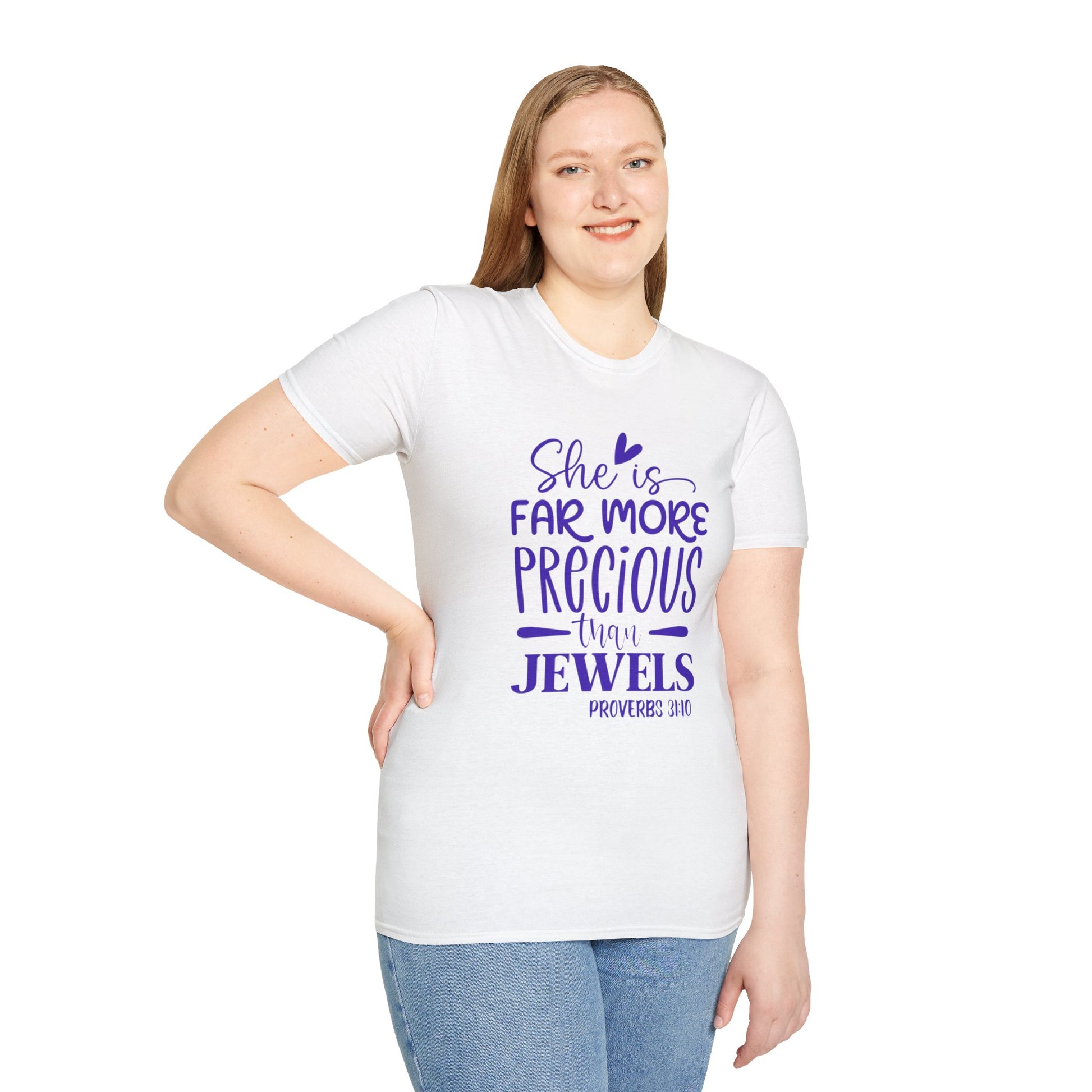 Far More Precious Women's Relaxed/Plus Tshirt (Cobalt Logo) - Sweet Baby Jeez Teez