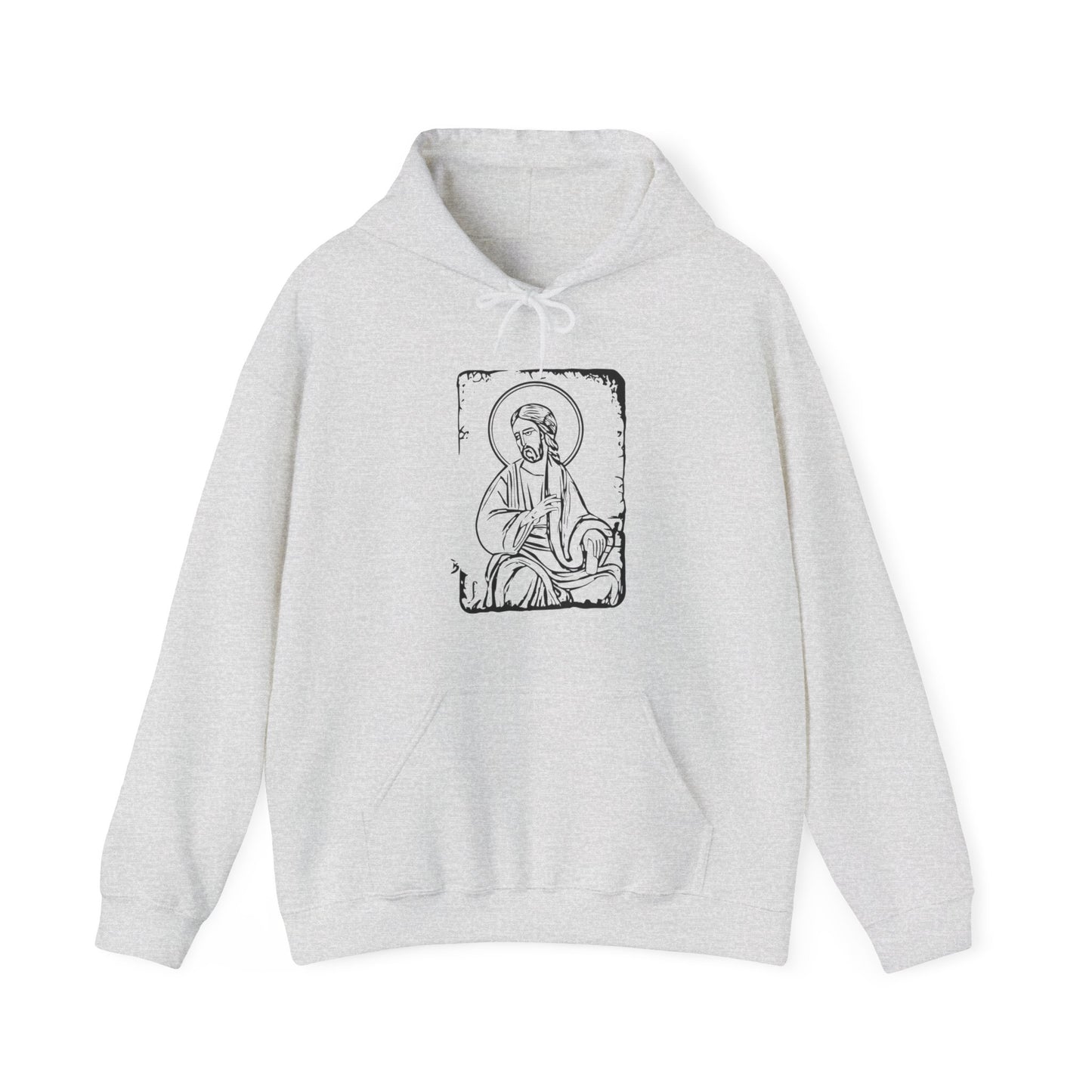 Orthodox Icon Men's Hooded Sweatshirt (Black Logo) - Sweet Baby Jeez Teez