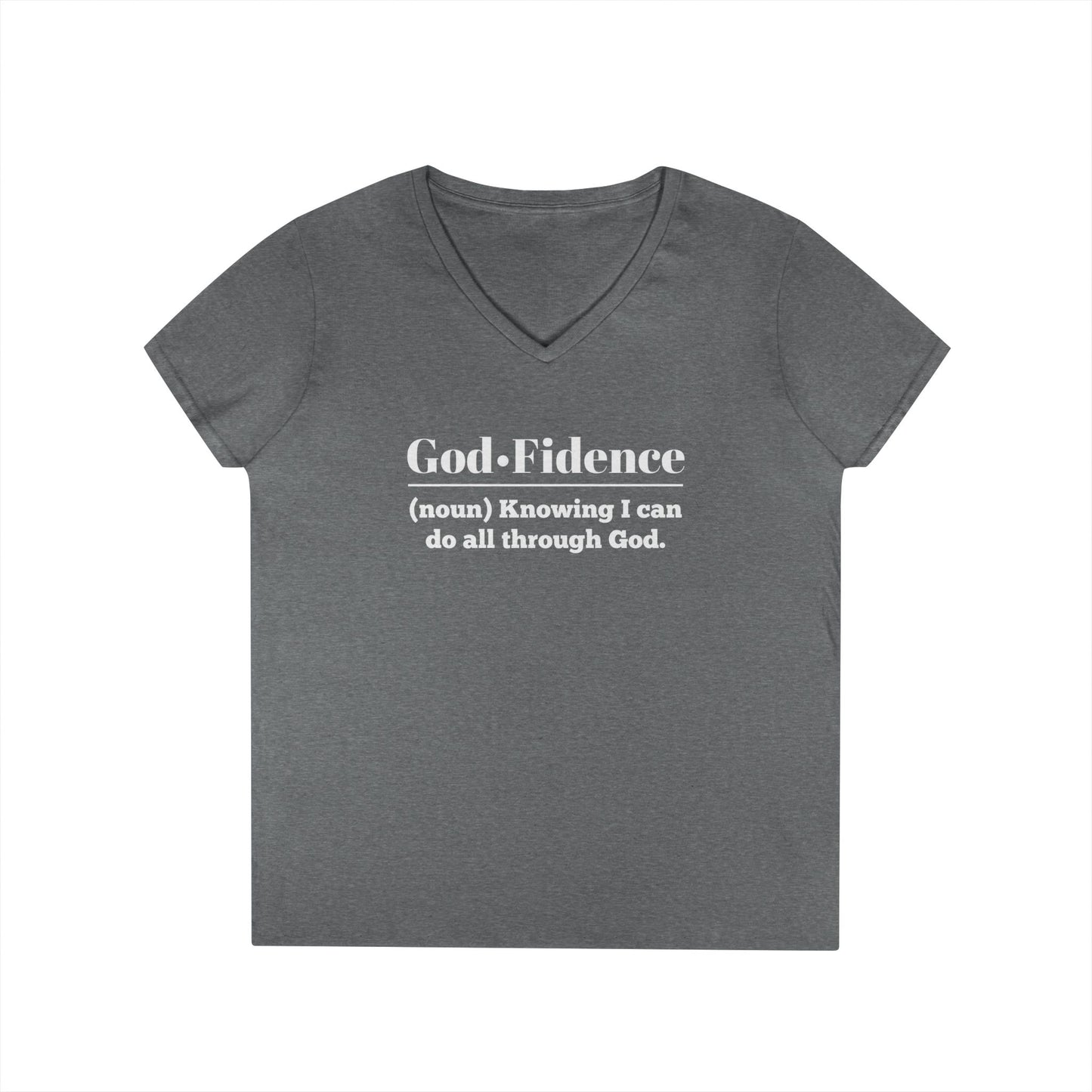 God-Fidence Women's V-Neck T-Shirt - Empowering Faith-Inspired Tee - Sweet Baby Jeez Teez