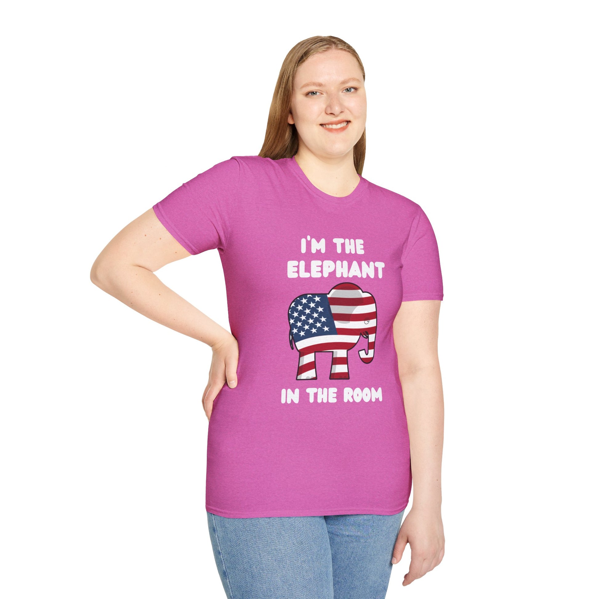 Elephant in Room Cartoon Women's Relaxed/Plus Tshirt (White Logo) - Sweet Baby Jeez Teez