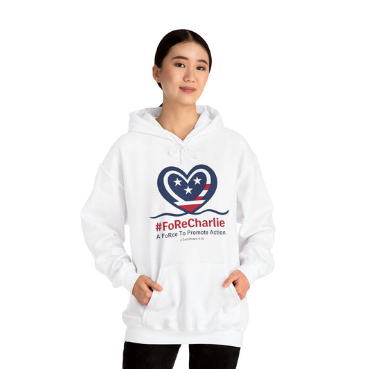 "FoRe Charlie" Ambassador Pageant Memorial Unisex Hoodie for Charlie Kirk (Heart Logo)
