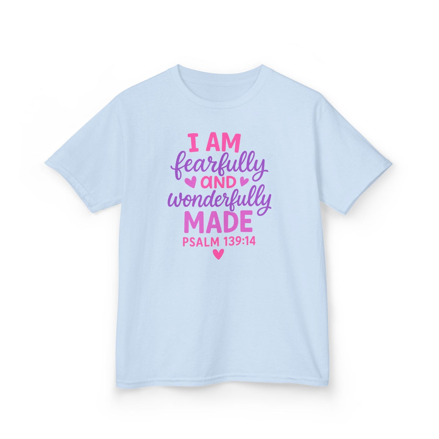 "Wonderfully Made" Christian Bible Verse Girls Tshirt