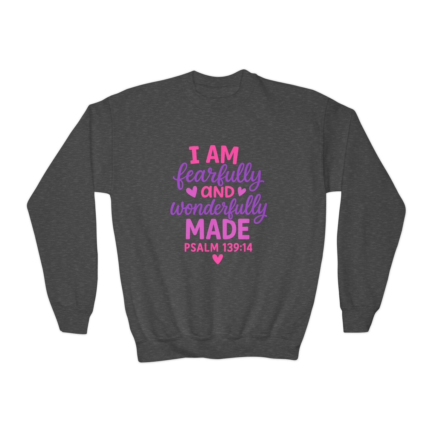 "Wonderfully Made" Christian Bible Verse Girls Sweatshirt