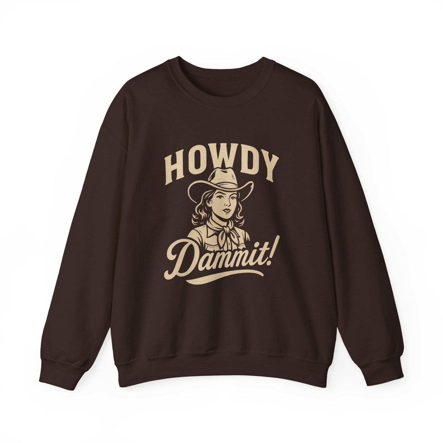 Howdy Dammit! Aggie Texas Cowgirl Unisex Cozy Sweatshirt (Gold Logo)
