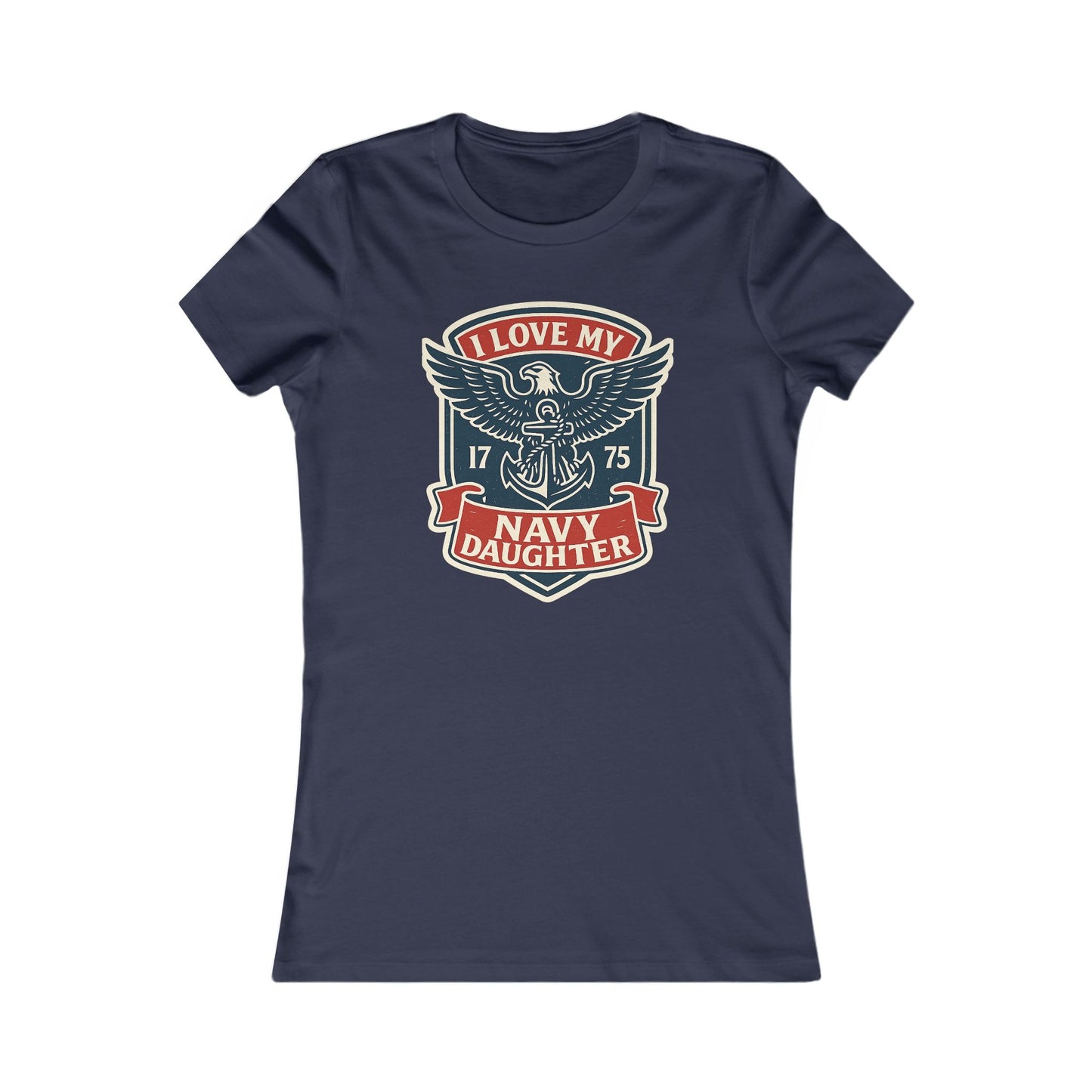 "I Love my Navy Daughter" Military Pride US Navy Crest Women's Fitted Tshirt