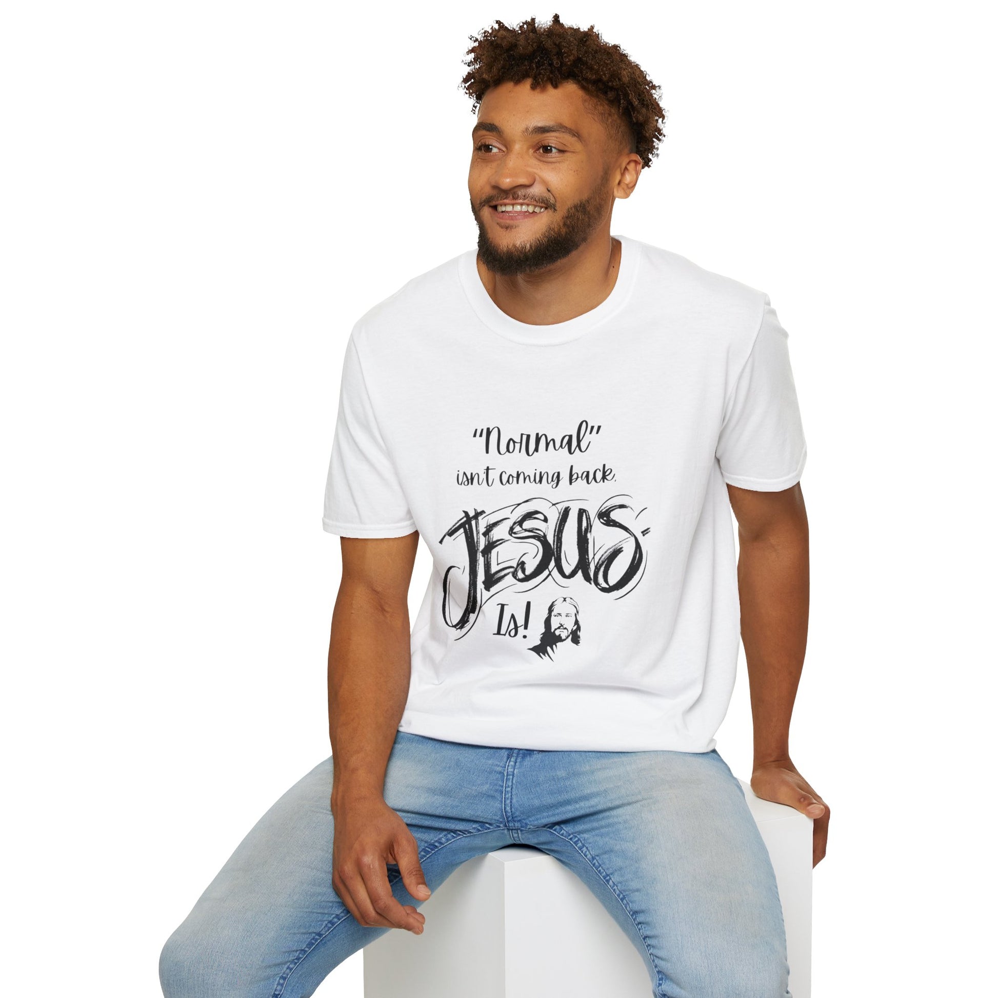 Normal Isn't Coming Back Men's Tshirt (Black Logo) - Sweet Baby Jeez Teez