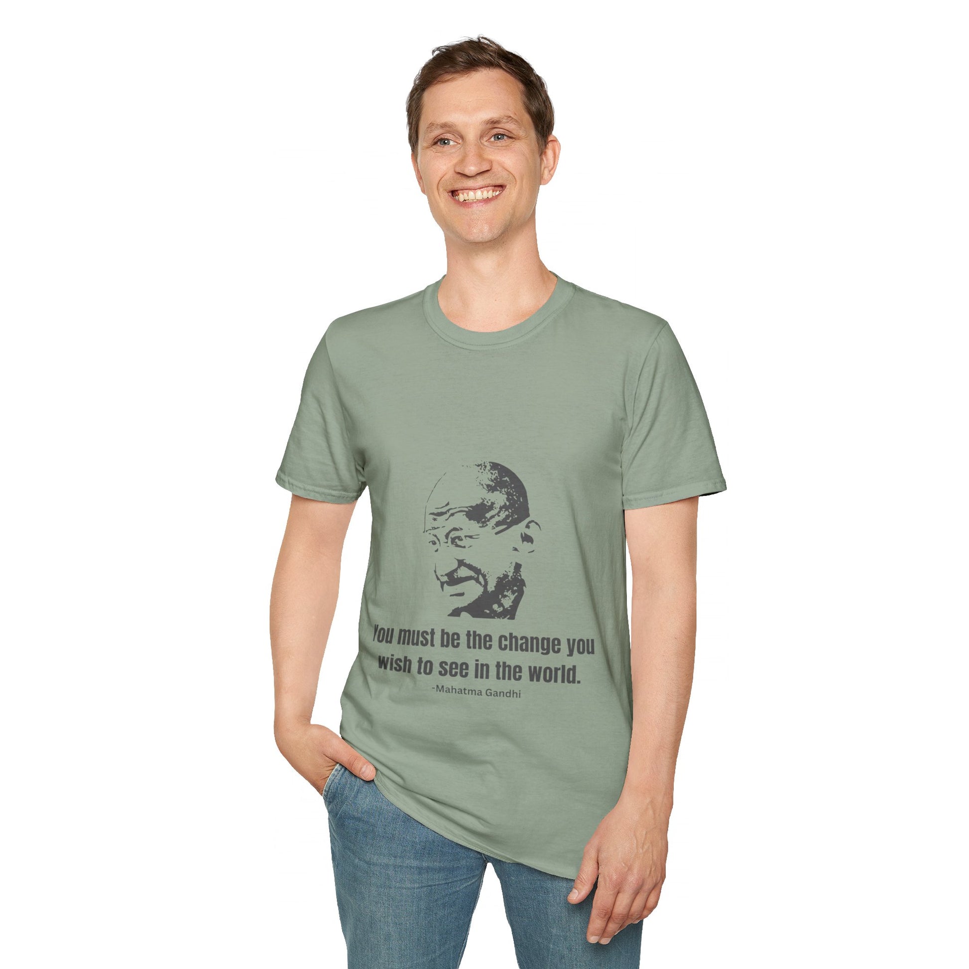 Be the Change Men's Tshirt (IW Gray Logo) - Sweet Baby Jeez Teez