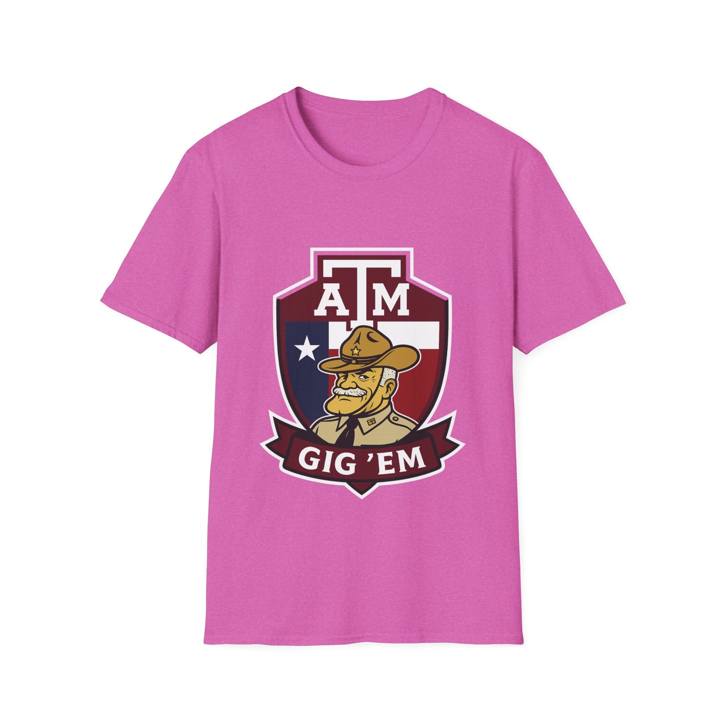 Gig 'Em Aggies Old Sarge Crest Soft Relaxed Tshirt (Texas Flag Logo 1)