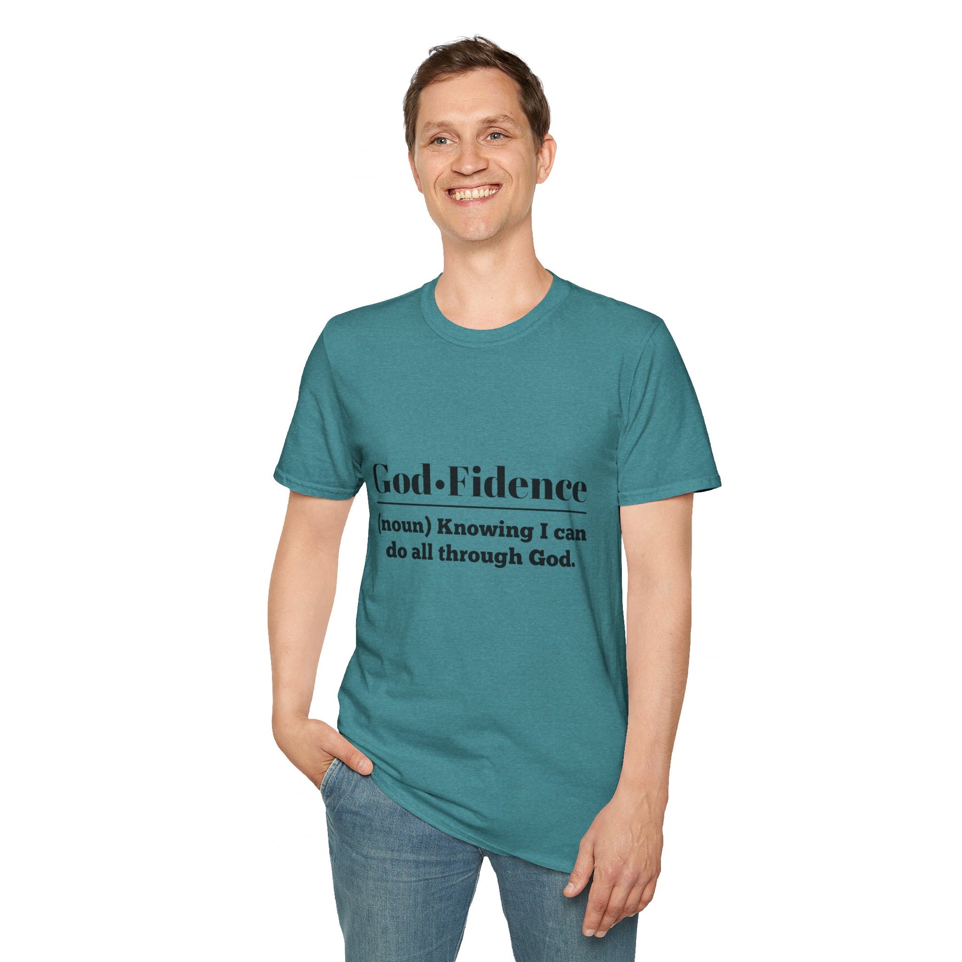 God-Fidence Men's Tshirt (Black Logo) - Sweet Baby Jeez Teez